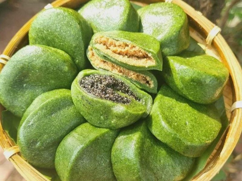 Chuẩn bị nhân cho chiếc bánh ngải Lạng Sơn