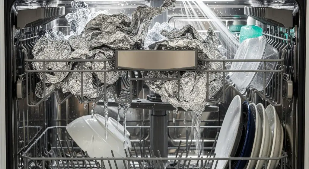 Tin foil in the dishwasher, you have no idea what happens if you try.